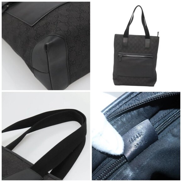 GUCCI GG Canvas Tote Bag Outlet Black Silver - Picture 10 of 14